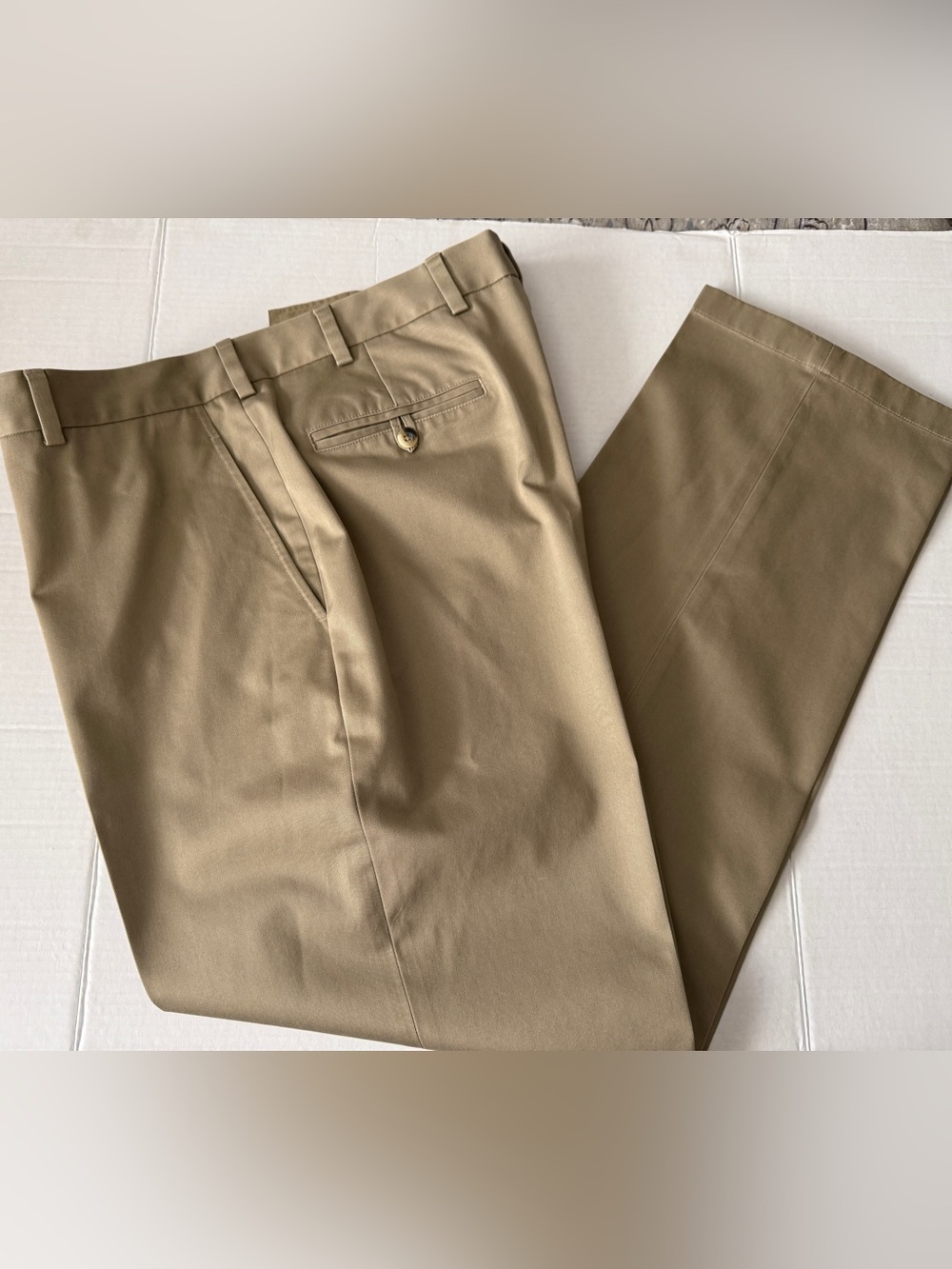 Jos A Bank Traveler Pants Khaki Flat Front Slacks 100% Cotton Men's Sz 40" x 34"
